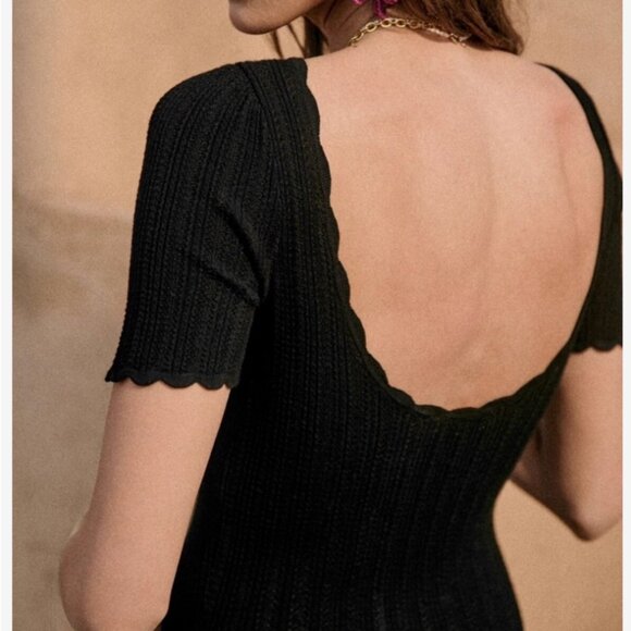 NWT Sezane Joey Midi Dress - Blue Flash Knit French Casual - Picture 3 of 7